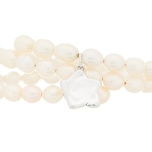 Tiffany & Co. Sterling Silver Pearl Elsa Peretti Three Row Star Charm Bracelet